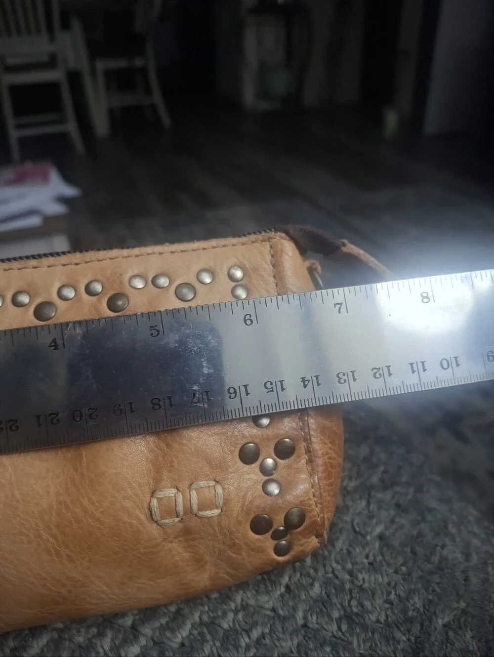 BED STU Studded Tan Leather Wristlet